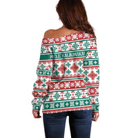 Mele Kalikimaka Hawaii Christmas Off Shoulder Sweater Hawaiian Quilt Pattern Style LT9 - Polynesian Pride