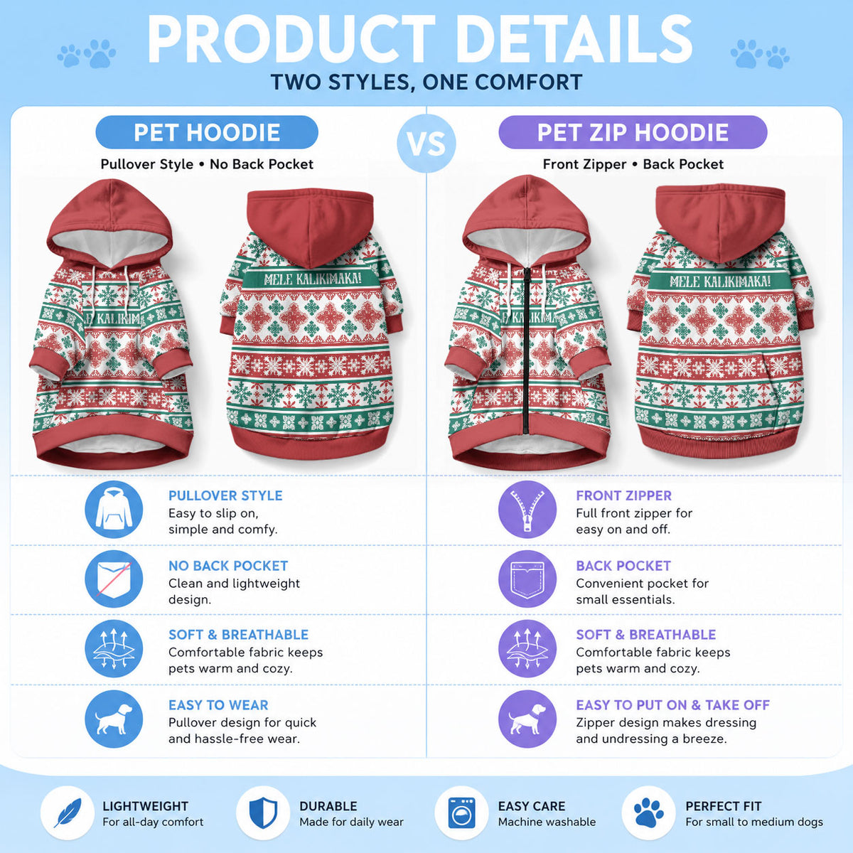 Mele Kalikimaka Hawaii Christmas Pet Hoodie Hawaiian Quilt Pattern Style LT9 - Polynesian Pride
