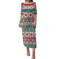 Mele Kalikimaka Hawaii Christmas Puletasi Hawaiian Quilt Pattern Style LT9 Long Dress Beige - Polynesian Pride