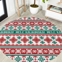Mele Kalikimaka Hawaii Christmas Round Carpet Hawaiian Quilt Pattern Style LT9 Beige - Polynesian Pride