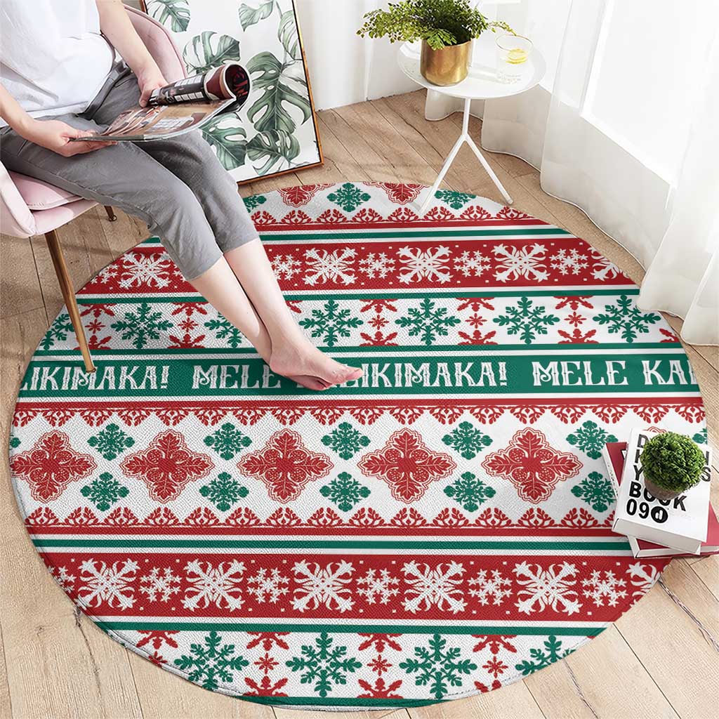 Mele Kalikimaka Hawaii Christmas Round Carpet Hawaiian Quilt Pattern Style LT9 - Polynesian Pride