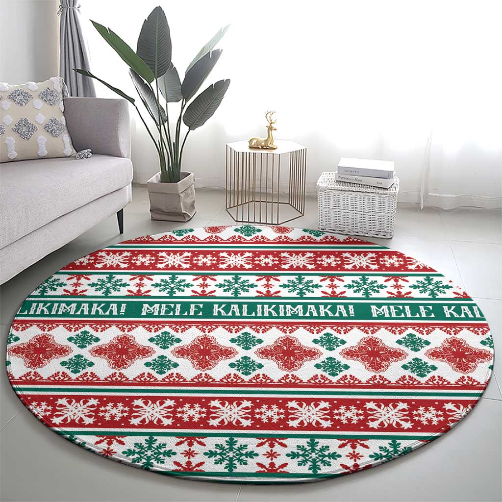 Mele Kalikimaka Hawaii Christmas Round Carpet Hawaiian Quilt Pattern Style LT9 - Polynesian Pride