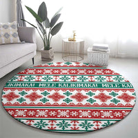 Mele Kalikimaka Hawaii Christmas Round Carpet Hawaiian Quilt Pattern Style LT9 - Polynesian Pride