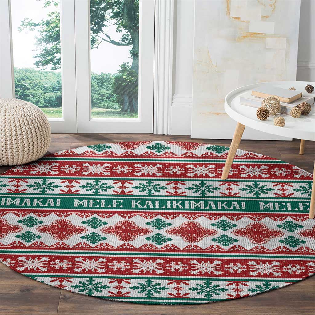 Mele Kalikimaka Hawaii Christmas Round Carpet Hawaiian Quilt Pattern Style LT9 - Polynesian Pride