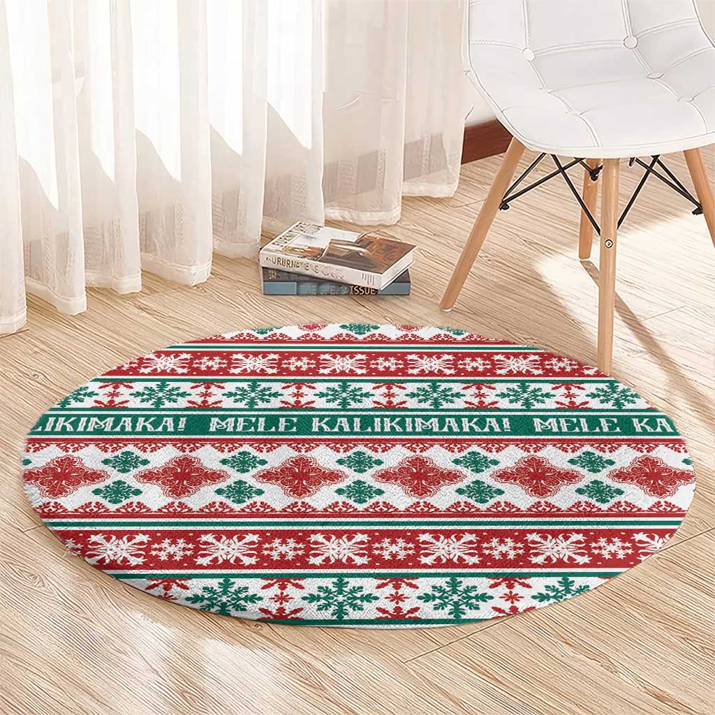Mele Kalikimaka Hawaii Christmas Round Carpet Hawaiian Quilt Pattern Style LT9 - Polynesian Pride