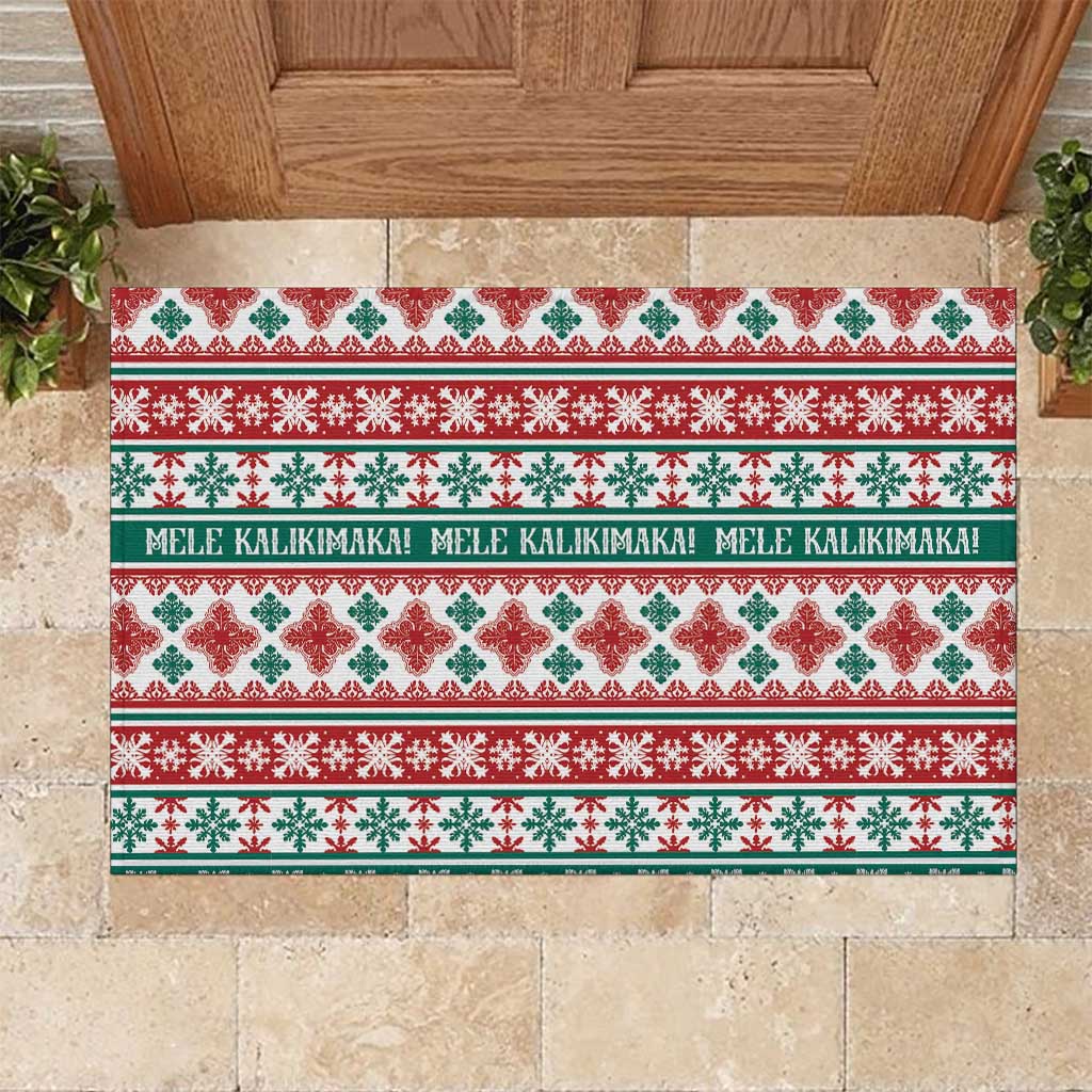 Mele Kalikimaka Hawaii Christmas Rubber Doormat Hawaiian Quilt Pattern Style LT9 Beige - Polynesian Pride