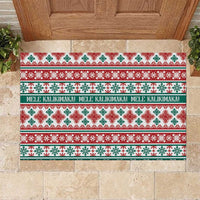 Mele Kalikimaka Hawaii Christmas Rubber Doormat Hawaiian Quilt Pattern Style LT9 Beige - Polynesian Pride