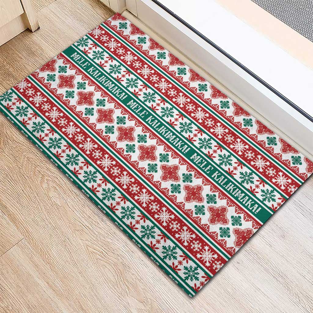 Mele Kalikimaka Hawaii Christmas Rubber Doormat Hawaiian Quilt Pattern Style LT9 - Polynesian Pride