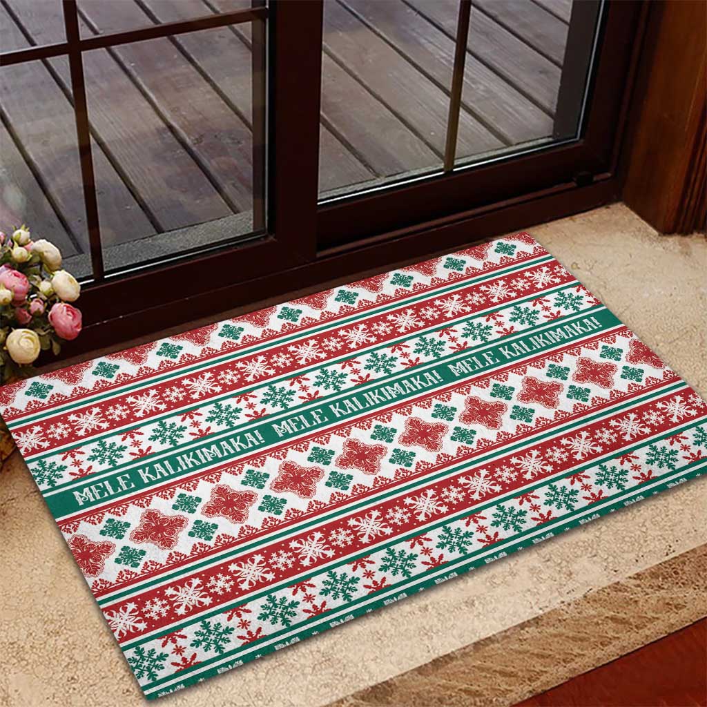 Mele Kalikimaka Hawaii Christmas Rubber Doormat Hawaiian Quilt Pattern Style LT9 - Polynesian Pride