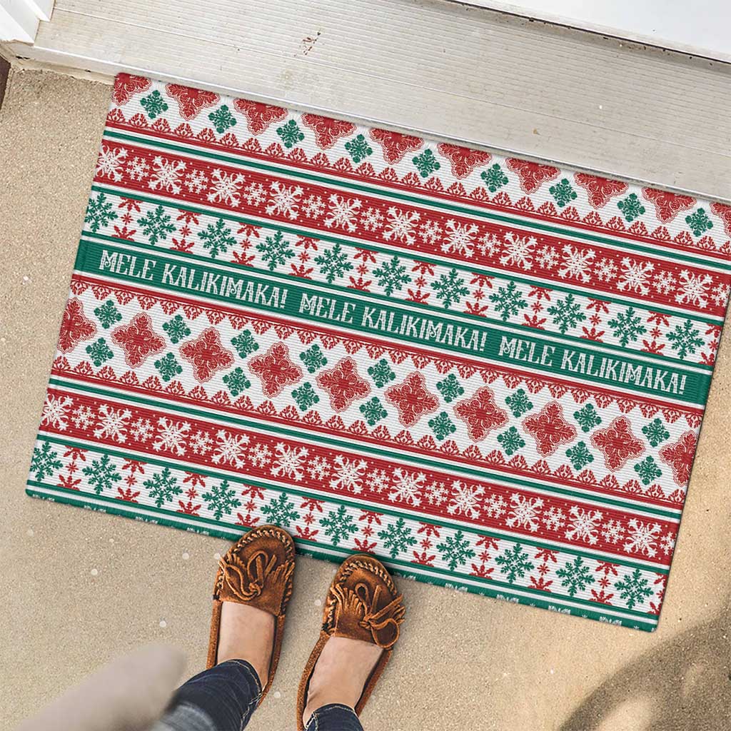 Mele Kalikimaka Hawaii Christmas Rubber Doormat Hawaiian Quilt Pattern Style LT9 - Polynesian Pride
