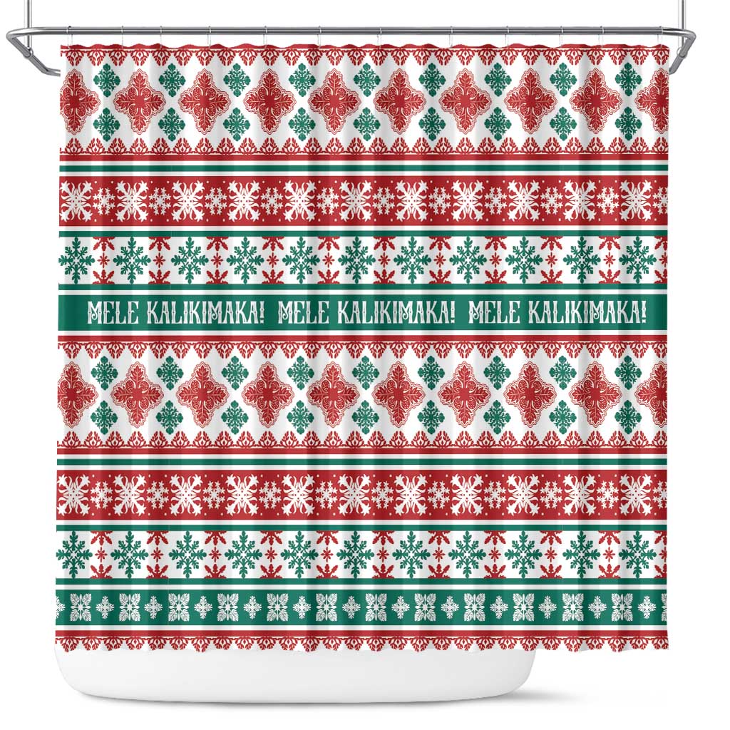Mele Kalikimaka Hawaii Christmas Shower Curtain Hawaiian Quilt Pattern Style LT9 Beige - Polynesian Pride