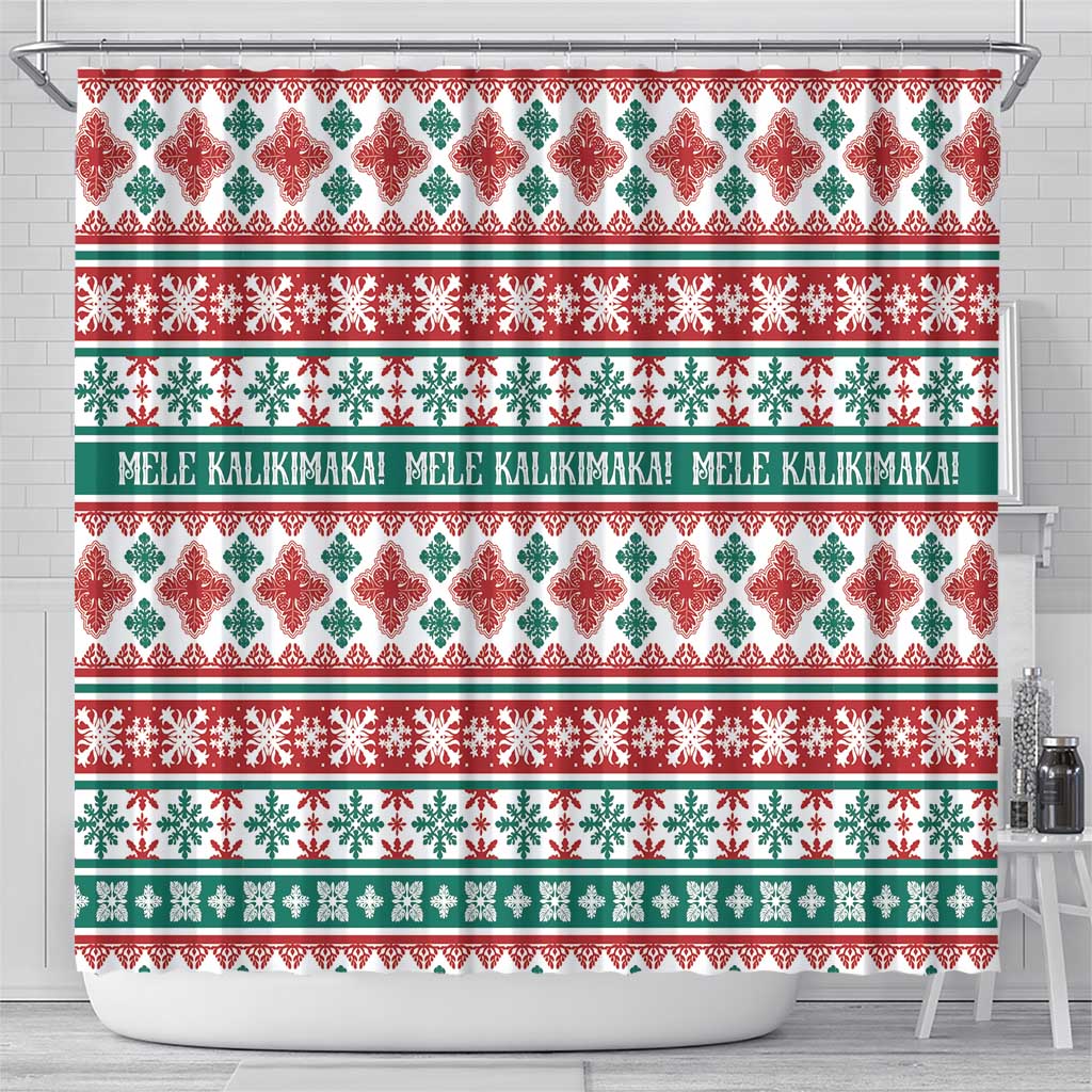 Mele Kalikimaka Hawaii Christmas Shower Curtain Hawaiian Quilt Pattern Style LT9 - Polynesian Pride