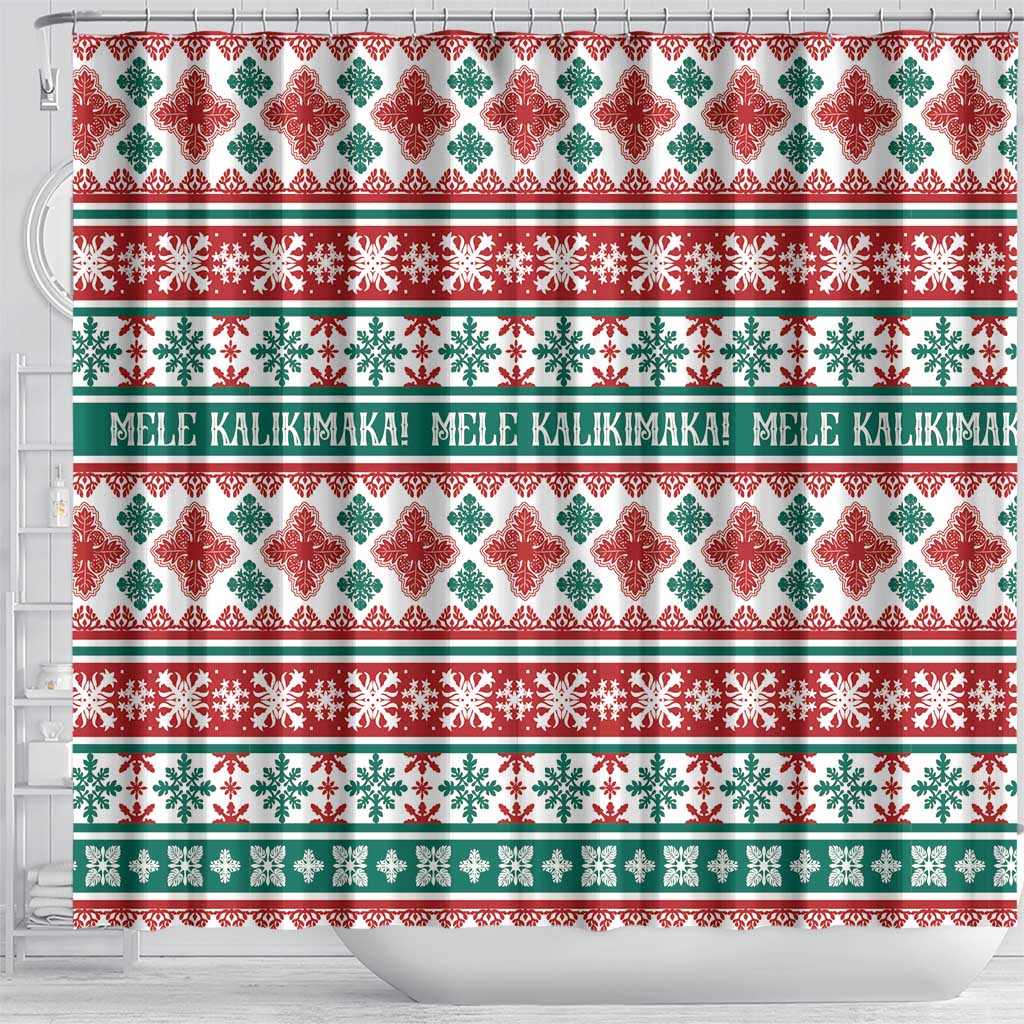 Mele Kalikimaka Hawaii Christmas Shower Curtain Hawaiian Quilt Pattern Style LT9 - Polynesian Pride