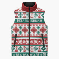 Mele Kalikimaka Hawaii Christmas Sleeveless Puffer Jacket Hawaiian Quilt Pattern Style LT9 Unisex Beige - Polynesian Pride