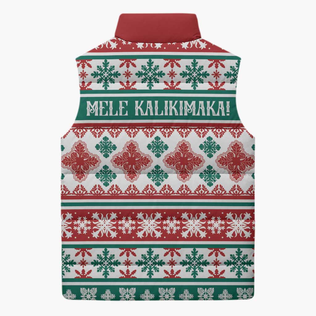 Mele Kalikimaka Hawaii Christmas Sleeveless Puffer Jacket Hawaiian Quilt Pattern Style LT9 - Polynesian Pride