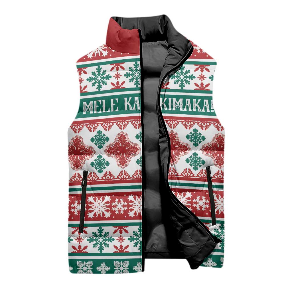 Mele Kalikimaka Hawaii Christmas Sleeveless Puffer Jacket Hawaiian Quilt Pattern Style LT9 - Polynesian Pride