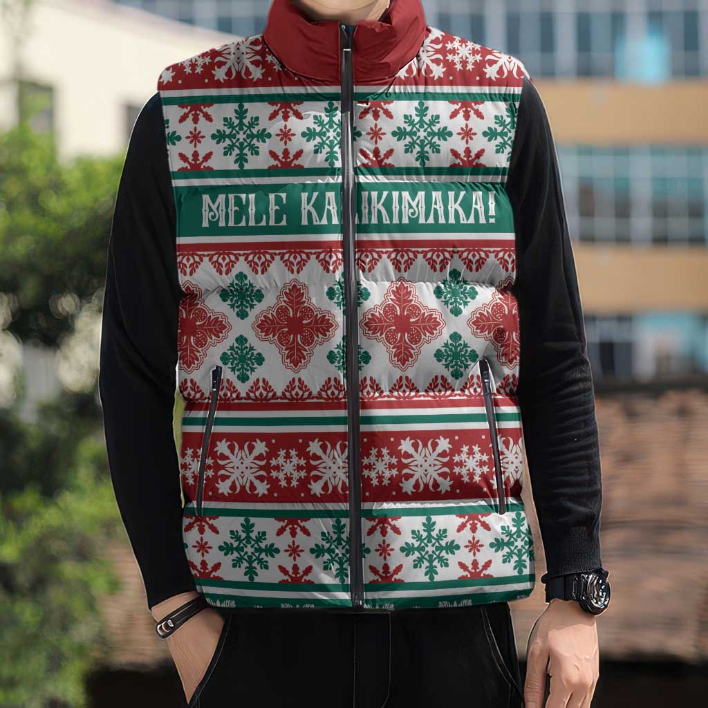 Mele Kalikimaka Hawaii Christmas Sleeveless Puffer Jacket Hawaiian Quilt Pattern Style LT9 - Polynesian Pride