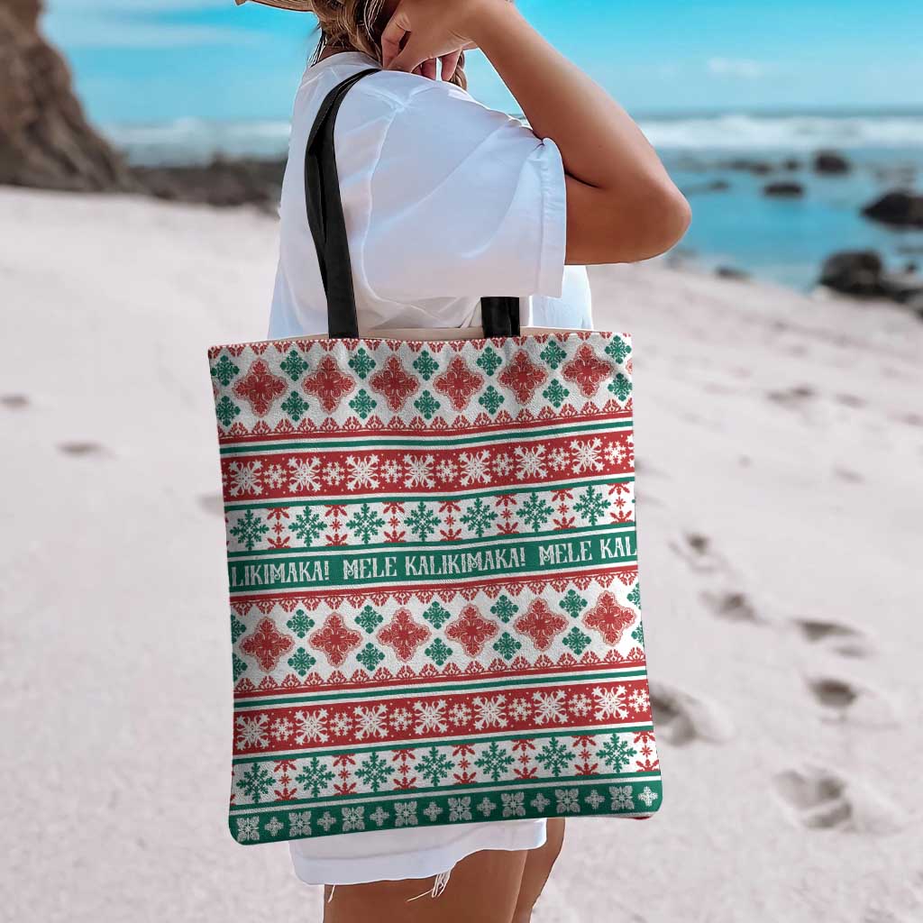 Mele Kalikimaka Hawaii Christmas Tote Bag Hawaiian Quilt Pattern Style LT9 - Polynesian Pride