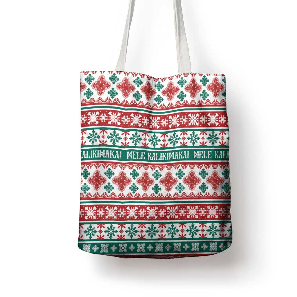 Mele Kalikimaka Hawaii Christmas Tote Bag Hawaiian Quilt Pattern Style LT9 - Polynesian Pride