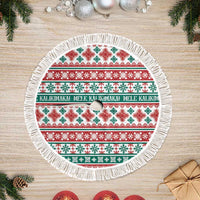 Mele Kalikimaka Hawaii Christmas Tree Skirt Hawaiian Quilt Pattern Style LT9 Fringed Beige - Polynesian Pride
