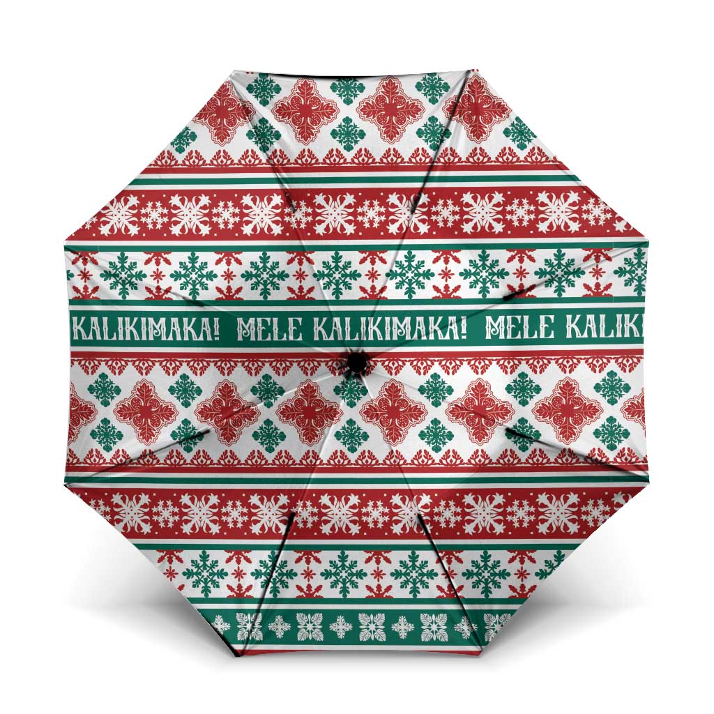Mele Kalikimaka Hawaii Christmas Umbrella Hawaiian Quilt Pattern Style LT9 One Size Folded 11.42 inch Opened Diameter 37.4 inch Beige - Polynesian Pride