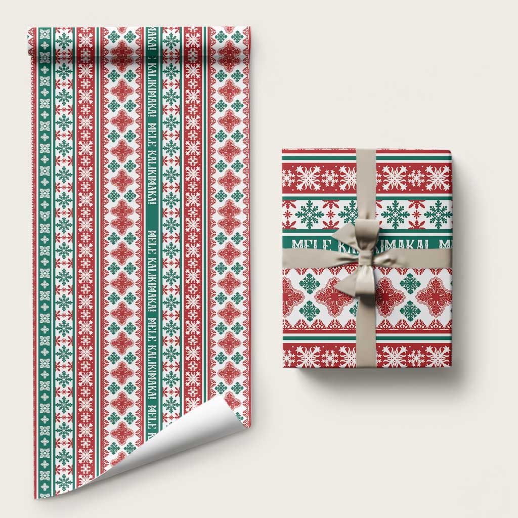 Mele Kalikimaka Hawaii Christmas Wrapping Paper Hawaiian Quilt Pattern Style LT9 58" × 23" Beige - Polynesian Pride