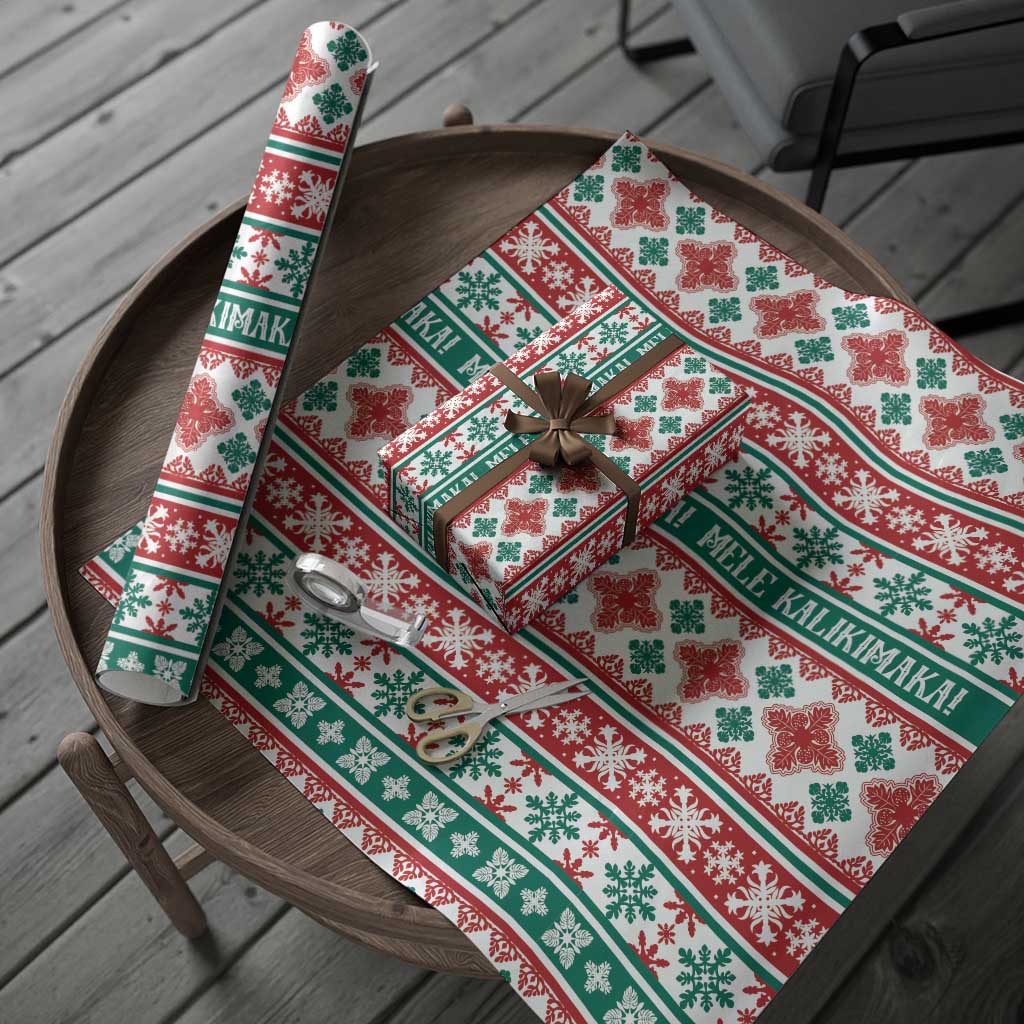 Mele Kalikimaka Hawaii Christmas Wrapping Paper Hawaiian Quilt Pattern Style LT9 - Polynesian Pride