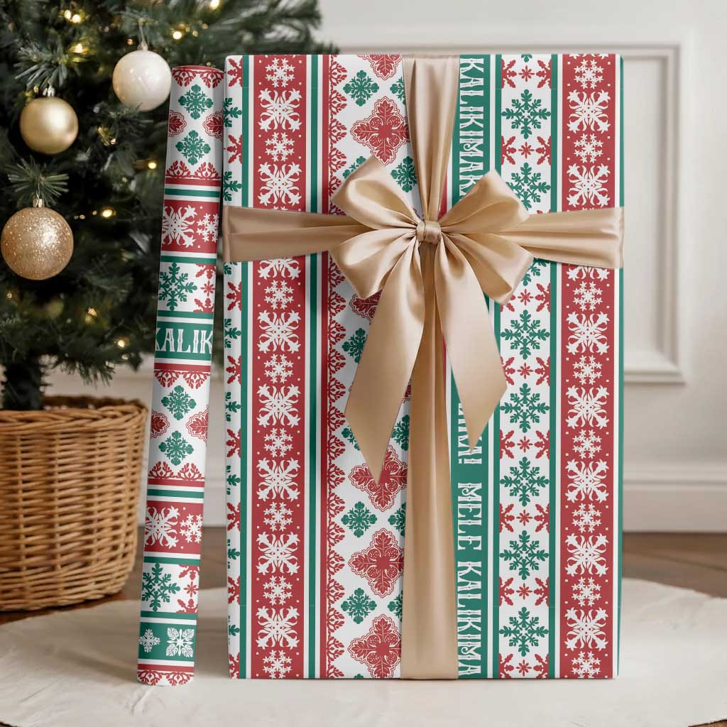 Mele Kalikimaka Hawaii Christmas Wrapping Paper Hawaiian Quilt Pattern Style LT9 - Polynesian Pride