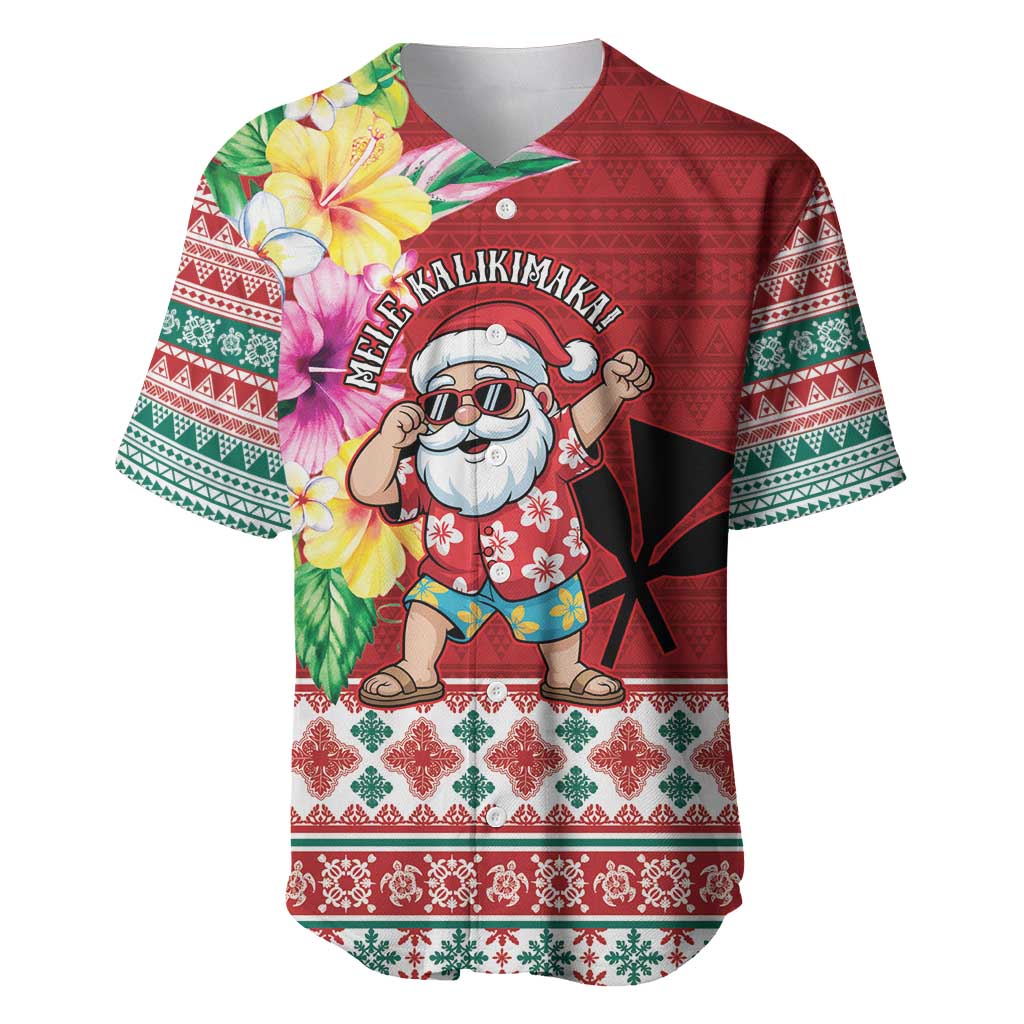 Santa Surf Mele Kalikimaka Personalized Baseball Jersey Aloha Tropical Christmas Vibes LT9 Red - Polynesian Pride