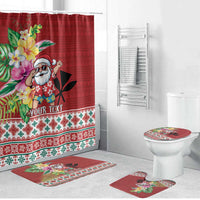 Santa Surf Mele Kalikimaka Personalized Bathroom Set Aloha Tropical Christmas Vibes LT9 Bathroom Set (4 pcs) Red - Polynesian Pride