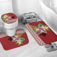 Santa Surf Mele Kalikimaka Personalized Bathroom Set Aloha Tropical Christmas Vibes LT9 Mat Set Only (3 pcs) One Size Red - Polynesian Pride