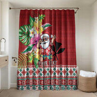 Santa Surf Mele Kalikimaka Personalized Bathroom Set Aloha Tropical Christmas Vibes LT9 Shower Curtain Only Red - Polynesian Pride