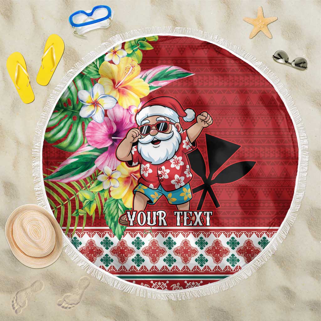 Santa Surf Mele Kalikimaka Personalized Beach Blanket Aloha Tropical Christmas Vibes LT9 One Size 150cm Red - Polynesian Pride