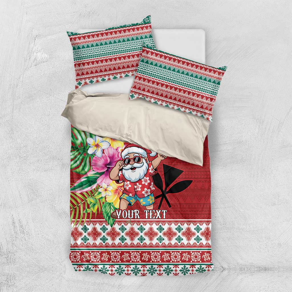 Santa Surf Mele Kalikimaka Personalized Bedding Set Aloha Tropical Christmas Vibes LT9 US Twin 172cm x 218cm Red - Polynesian Pride