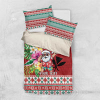 Santa Surf Mele Kalikimaka Personalized Bedding Set Aloha Tropical Christmas Vibes LT9 US Twin 172cm x 218cm Red - Polynesian Pride