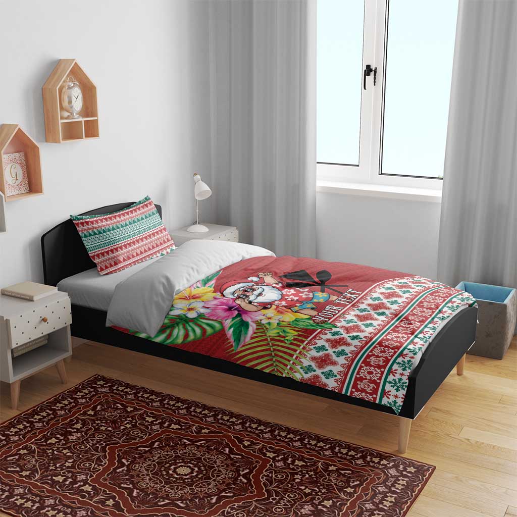 Santa Surf Mele Kalikimaka Personalized Bedding Set Aloha Tropical Christmas Vibes LT9 - Polynesian Pride