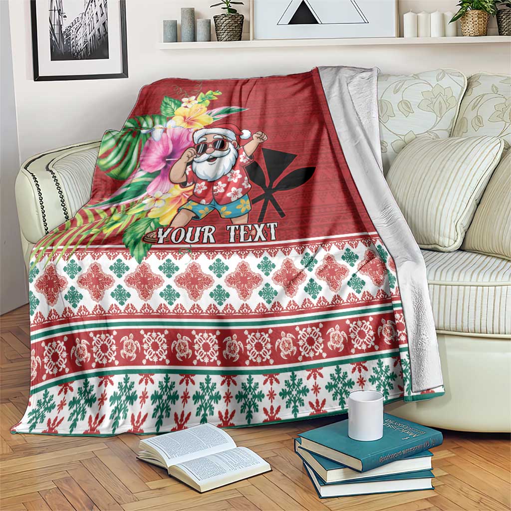 Santa Surf Mele Kalikimaka Personalized Blanket Aloha Tropical Christmas Vibes LT9 Red - Polynesian Pride