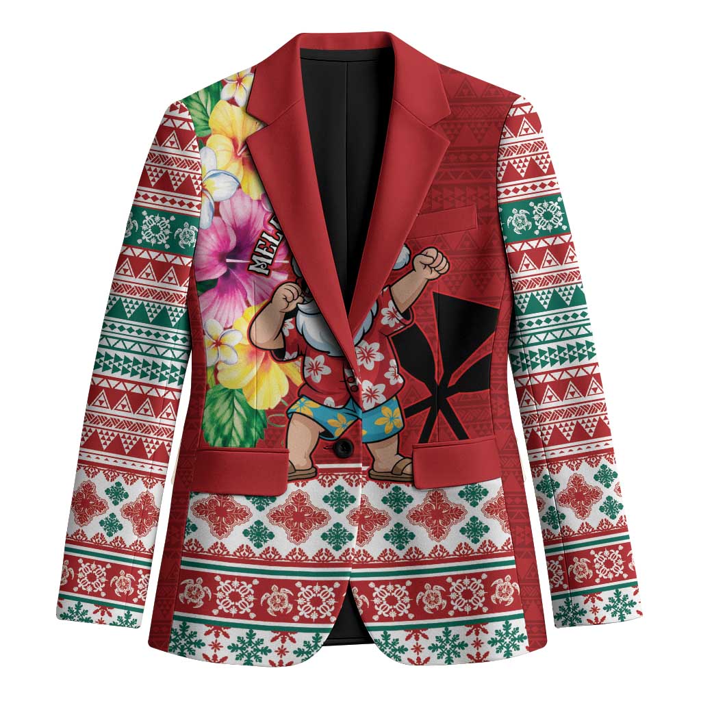 Santa Surf Mele Kalikimaka Personalized Blazer Aloha Tropical Christmas Vibes LT9 Unisex Red - Polynesian Pride
