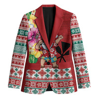 Santa Surf Mele Kalikimaka Personalized Blazer Aloha Tropical Christmas Vibes LT9 Unisex Red - Polynesian Pride