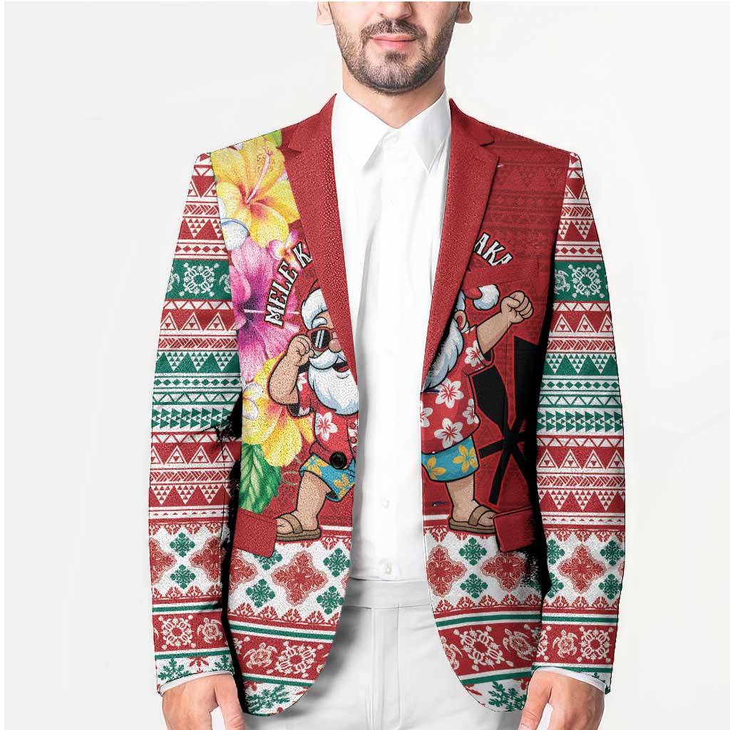 Santa Surf Mele Kalikimaka Personalized Blazer Aloha Tropical Christmas Vibes LT9 - Polynesian Pride