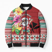 Santa Surf Mele Kalikimaka Personalized Bomber Puffer Jacket Aloha Tropical Christmas Vibes LT9 Unisex Red - Polynesian Pride