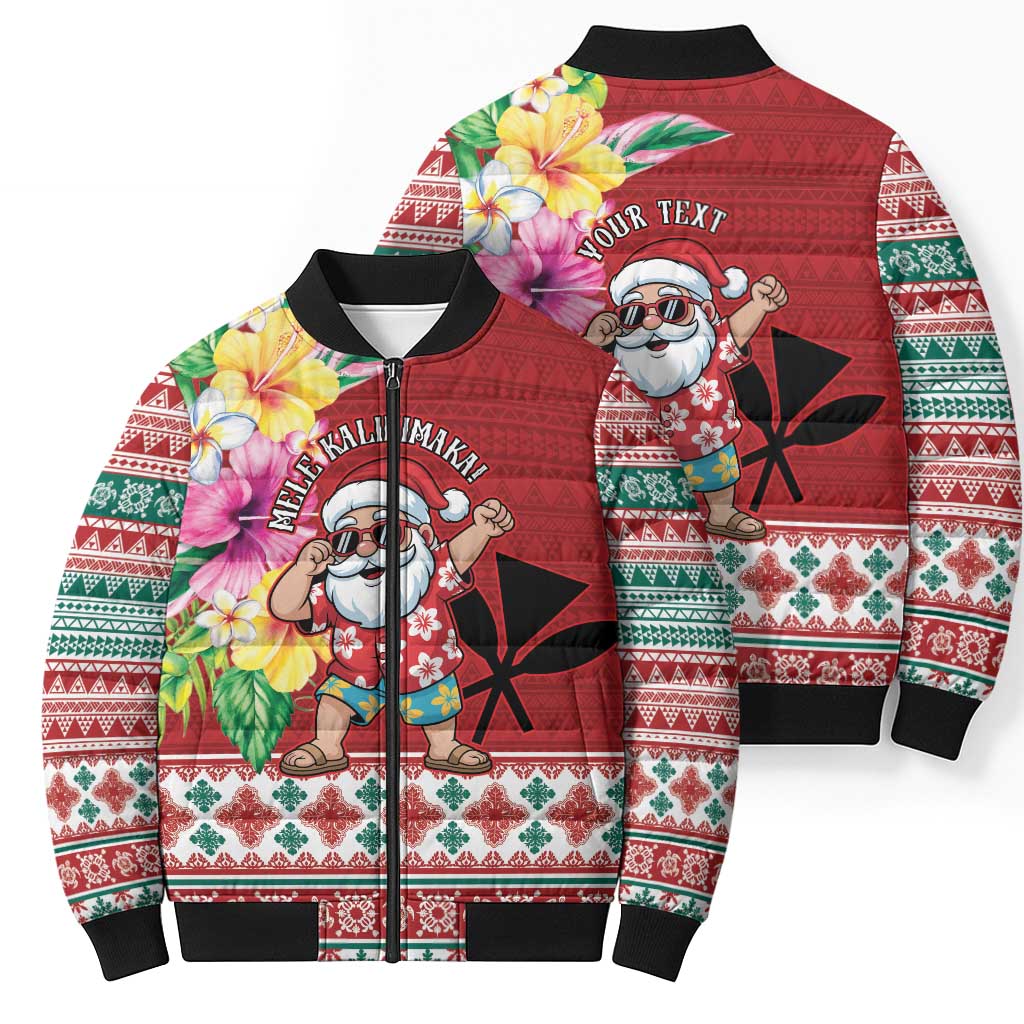 Santa Surf Mele Kalikimaka Personalized Bomber Puffer Jacket Aloha Tropical Christmas Vibes LT9 - Polynesian Pride