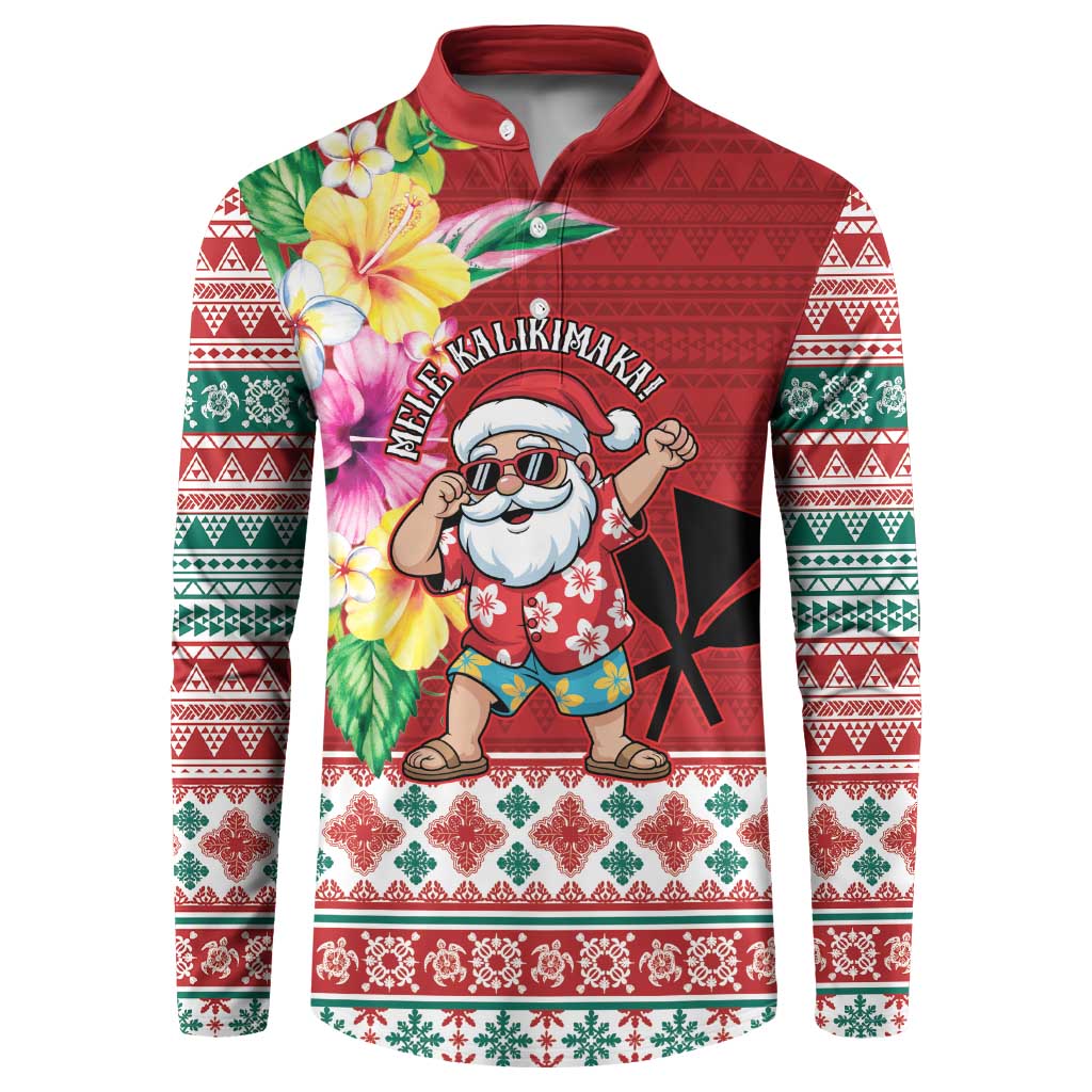 Santa Surf Mele Kalikimaka Personalized Button Sweatshirt Aloha Tropical Christmas Vibes LT9 Red - Polynesian Pride