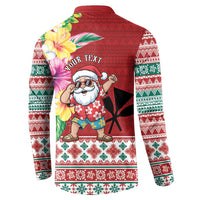 Santa Surf Mele Kalikimaka Personalized Button Sweatshirt Aloha Tropical Christmas Vibes LT9 - Polynesian Pride
