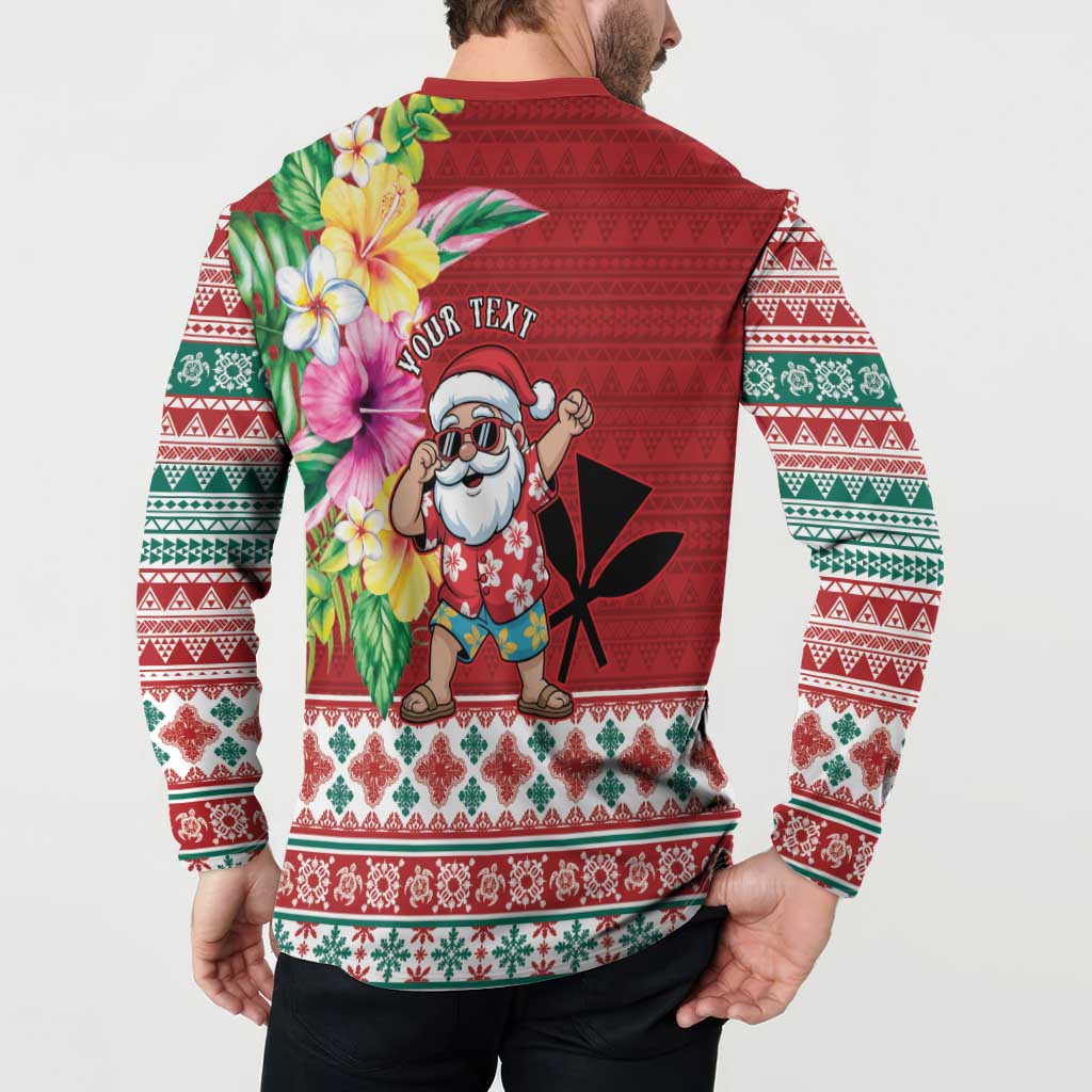 Santa Surf Mele Kalikimaka Personalized Button Sweatshirt Aloha Tropical Christmas Vibes LT9 - Polynesian Pride