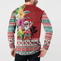 Santa Surf Mele Kalikimaka Personalized Button Sweatshirt Aloha Tropical Christmas Vibes LT9 - Polynesian Pride