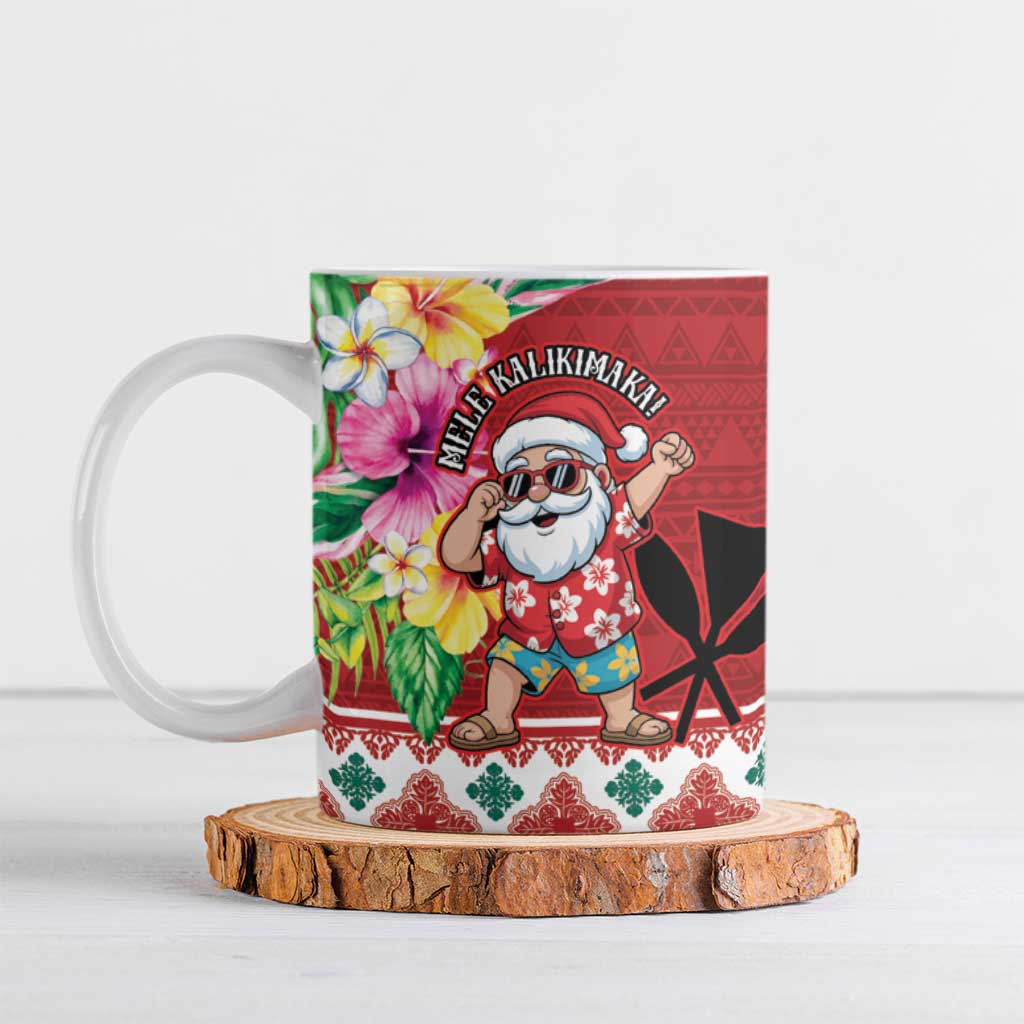 Santa Surf Mele Kalikimaka Personalized Ceramic Mug Aloha Tropical Christmas Vibes LT9 Red - Polynesian Pride