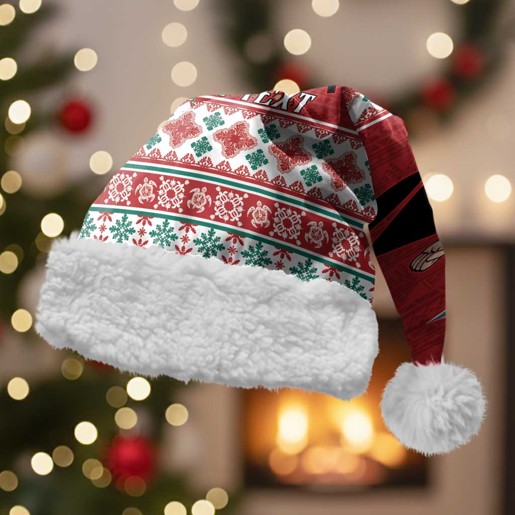Santa Surf Mele Kalikimaka Personalized Christmas Santa Hat Aloha Tropical Christmas Vibes LT9 With Fur Red - Polynesian Pride
