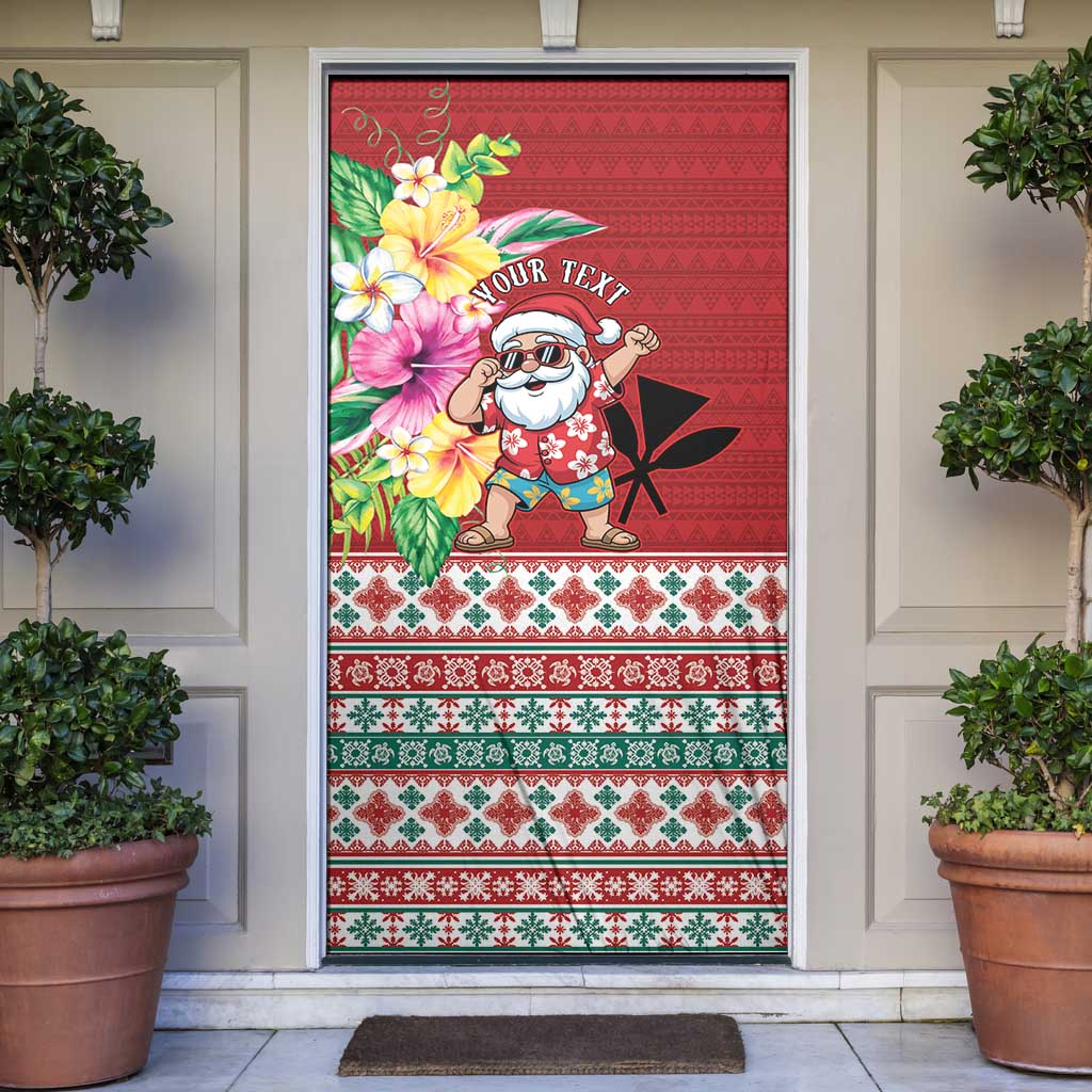 Santa Surf Mele Kalikimaka Personalized Door Cover Aloha Tropical Christmas Vibes LT9 Red - Polynesian Pride