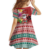 Santa Surf Mele Kalikimaka Personalized Kid Short Sleeve Dress Aloha Tropical Christmas Vibes LT9 - Polynesian Pride